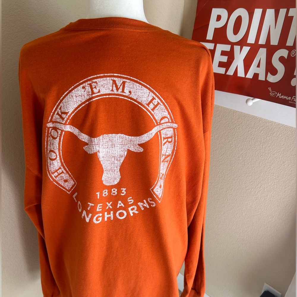 Plus Size T-Shirt University Of Texas Longhorns Burnt Orange Long Sleeve Sz 2XL